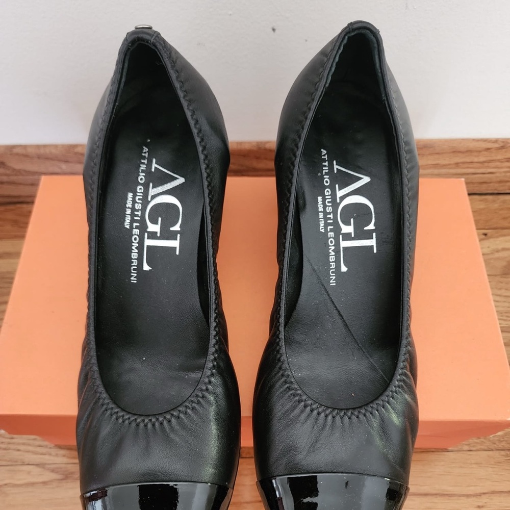 AGL Black Patent Leather Heels